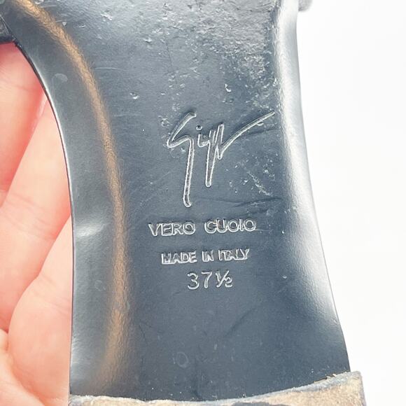 Giuseppe Zanotti Black Leather Gold Crocodile Embellished Flat Sandals IT 37.5 - Picture 13 of 13